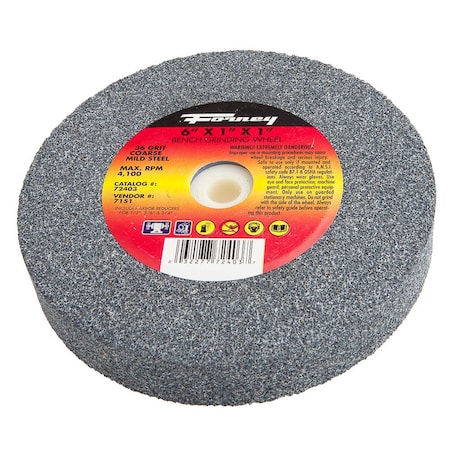 Forney Bench Grinding Wheel, 6 in x 1 in x 1 in 72403